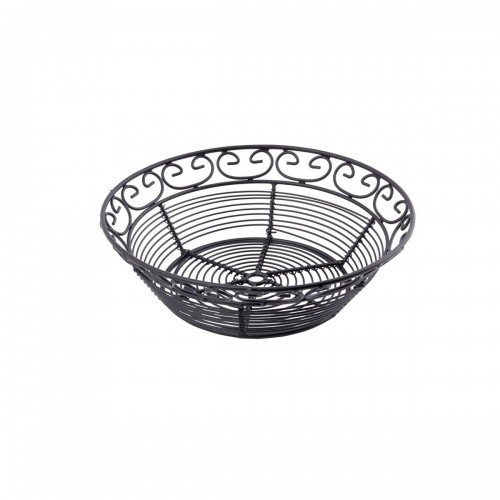 TableCraft BK27508 Round Basket, Powder Coated Metal, Black