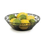 TableCraft BK27508 Round Basket, Powder Coated Metal, Black