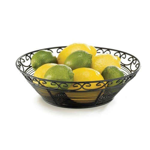 TableCraft BK27508 Round Basket, Powder Coated Metal, Black
