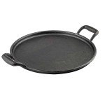 Tablecraft CW30118 Pizza Pan, Cast Iron, Round, (2)Handle(s), Black, 12-3/4(w) x 17-58(d) x 1-7/8(h) inch