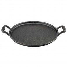 Tablecraft CW30118 Pizza Pan, Cast Iron, Round, (2)Handle(s), Black, 12-3/4(w) x 17-58(d) x 1-7/8(h) inch
