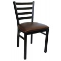 TH-137B Metal Ladder Back Chair, Mate Black Finish with Black Vinyl Cushion, 2 each