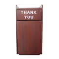 TRASH-BIN-M (35)Gallon(s) Waste Receptacle Enclosure with THANK YOU Swing Door, Mahogany