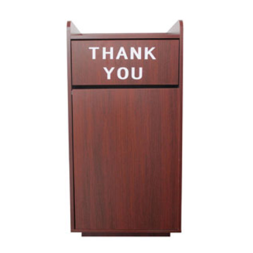 TRASH-BIN-M (35)Gallon(s) Waste Receptacle Enclosure with THANK YOU Swing Door, Mahogany