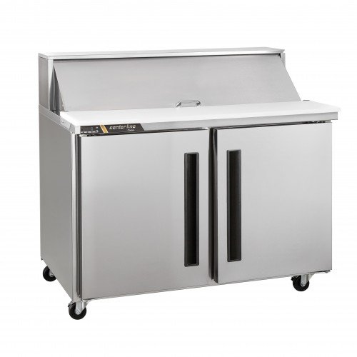 Traulsen CLPT-4812-SD-LL Centerline 48.56(w) inch Refrigerated Compact Standard Top Sandwich Prep Table, (2)Solid Swing Door(s), Left/Left Hinged, (4)Shelve(s), (12)1/6 Pan(s), 1/5hp, 115v/60/1-ph, ETL Listed