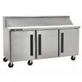 Traulsen CLPT-7220-SD-LRR Centerline 72.5(w) inch Refrigerated Compact Standard Top Sandwich Prep Table, (3)Solid Swing Door(s), Left/Right/Right Hinged, (6)Shelve(s), (20)1/6 Pan(s), 1/5hp, 115v/60/1-ph, ETL Listed