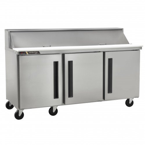 Traulsen CLPT-7220-SD-LRR Centerline 72.5(w) inch Refrigerated Compact Standard Top Sandwich Prep Table, (3)Solid Swing Door(s), Left/Right/Right Hinged, (6)Shelve(s), (20)1/6 Pan(s), 1/5hp, 115v/60/1-ph, ETL Listed