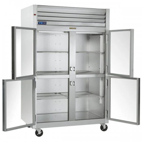 Traulsen G21002 Dealer Choice  52-1/8(w) inch Top Mount Reach-In Upright Refrigerators, (4)Haft Glass Swing Door(s), Hinged Right/Right, (6)Shelve(s), 46.51Cu.ft, Casters, 3/4hp, 115v/60/1-ph, ETL Listed, Energy Star