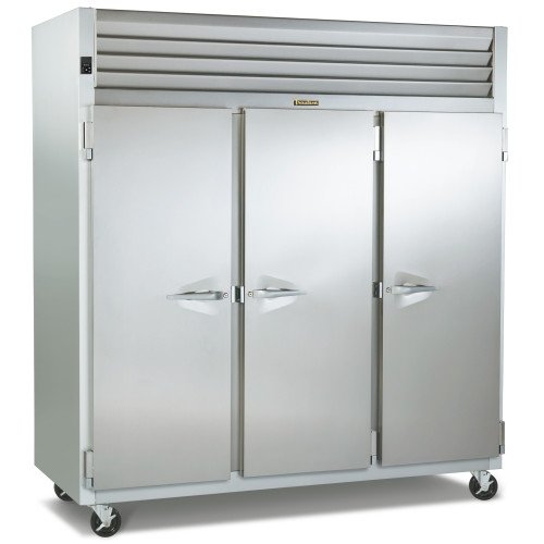 Traulsen G30010 Dealer Choice 76-3/8(w) inch Top Mount Reach-In Upright Refrigerators, (3)Solid Swing Door(s), Left/Right/Right Hinged, 69.35Cu.ft, (9)Shelve(s), Casters, 1-1/4hp, 115v/60/1-ph, ETL Listed