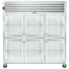Traulsen G32000 Dealer Choice 76-3/8(w) inch Top Mount Reach-In Upright Refrigerators, (6)Halft Glass Swing Door(s), Hinged Left/Right/Right, (9)Shelve(s), 70.07Cu.ft, Casters, 1/4hp, 115v/60/1-ph, ETL Listed, Energy Star