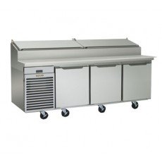 Traulsen TS090HT Spec Line 90(w) inch Refrigerated Pizza Prep Table, (3)Solid Swing Door(s), 24.4Cu.ft, (6)Shelve(s), (12)1/3 Pan(s), 1/2hp, 115v/60/1-ph, ETL Listed