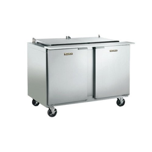 Traulsen Dealer Choice UST488-LR 48(w) inch (2)Solid Door(s) Refrigerated Sandwich Prep Table, Flat Cover, 14Cu.ft, (2)Shelve(s), (8)1/6 Pan(s), 1/5hp, 115v/60/1, ETL Listed
