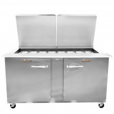 Traulsen UST6012-LL Dealer Choice 60(w) inch Refrigerated Compact Sandwich Prep Table, (2)Solid Door(s), Left/Left Hinged, Flat Cover, 18.2Cu.ft, (4)Shelve(s), (12)1/6 Pan(s), 1/5hp, 115v/60/1-ph, ETL Listed