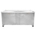 Traulsen UST7230-LR Dealer Choice 72(w) inch Refrigerated Compact Sandwich Prep Table, (2)Solid Door(s), Left/Right Hinged, Flat Cover, 24.5Cu.ft, (4)Shelve(s), (30)1/6 Pan(s), 1/5hp, 115v/60/1-ph, ETL Listed