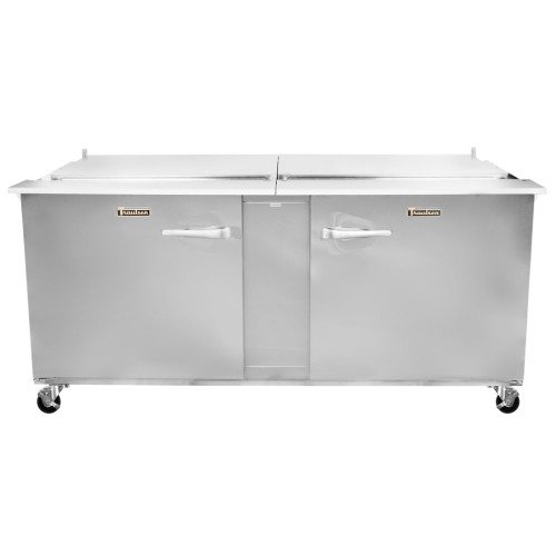 Traulsen UST7230-LR Dealer Choice 72(w) inch Refrigerated Compact Sandwich Prep Table, (2)Solid Door(s), Left/Right Hinged, Flat Cover, 24.5Cu.ft, (4)Shelve(s), (30)1/6 Pan(s), 1/5hp, 115v/60/1-ph, ETL Listed