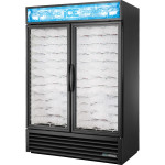 True GDIM-49NT-HC~TSL01 54-1/8(w) inch (2)Glass Sliding Door(s) Bottom Mount Ice Merchandiser Freezer, (2)Floor Rack(s), Black Exterior, 1/2hp, 115v/60/1-ph, UL Listed