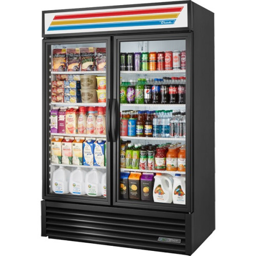 True GDM-49-HC~TSL01 54-1/8(w) inch (2)Glass Swing Door(s) Bottom Mount Merchandiser Refrigerator, (8)Shelve(s), Black Exterior, 1/2hp, 115v/60/1-ph, UL Listed, Energy Star