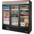 True GDM-72-HC~TSL01 78-1/8(w) inch (3)Glass Swing Door(s) Bottom Mount Merchandiser Refrigerator, Black Exterior, (12)Shelve(s), 1/2hp, 115v/60/1-ph, UL Listed, Energy Star