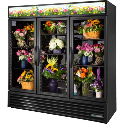 True GDM-72FC-HC~TSL01 78-1/8(w) inch (3)Glass Swing Door(s) Bottom Mount Merchandiser Refrigerator, (6)Shelve(s), Black Exterior, 1/2hp, 115v/60/1-ph, UL Listed, Energy Star
