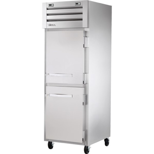 True STA1DTA-2HS-HC 27-1/2(w) inch (2)Half Solid Door(s) Top Mount Reach-In Upright Dual Temperature Refrigerator/Freezer, (3)Shelve(s), Casters, 1/10+1/4hp, 115v/60/1, UL Listed
