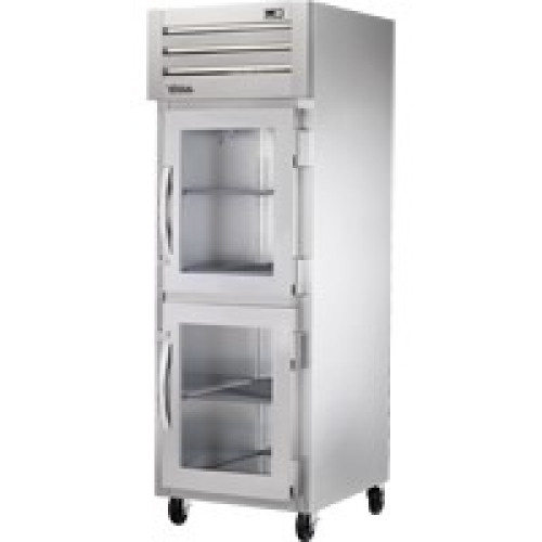 True Spec Series® STR1R-2HG-HC 27-1/2(w) inch (2)Half Swing Glass Door(s) Top Mount Reach-In Upright Refrigerator, (3)Shelve(s), Casters, 1/4hp, 115v/60/1-ph, UL Listed