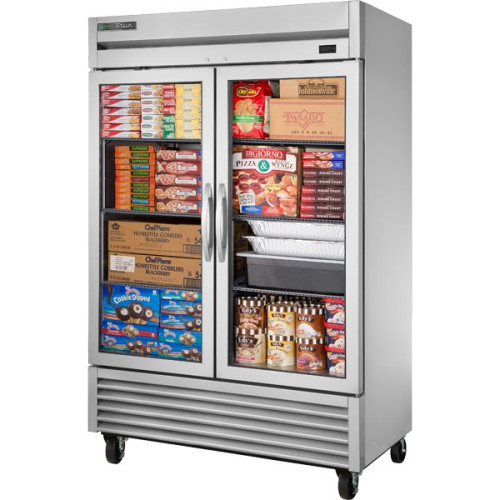 True T-49FG-HC~FGD01 54-1/8(w) wide (2)Glass Swing Door(s) Bottom Mount Reach-In Upright Refrigerator/Freezer, (6)Shelve(s), Casters, (2)1/2hp, 115v/60/1-ph, UL Listed