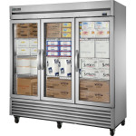 True T-72FG-HC~FGD01 78-1/8(w) inch (3)Glass Swing Door(s) Bottom Mount Upright Freezer, (9)Shelve(s), Casters, 3/4hp, 115v/60/1-ph, UL Listed