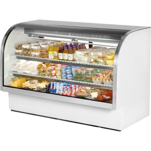 True TCGG-72-HC-LD 72-1/4 inch Curved Glass Refrigerated Deli Display Case