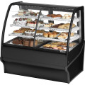 True TDM-DZ-48-GE/GE-B-W 48-1/4 Inch Curved Glass Refrigerated Display Case with 2 Rear Sliding Glass Doors, 6 Shelves, Black Exterior/White Interior