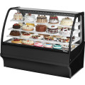 True TDM-R-59-GE/GE-B-W 59-1/4 inch Curved Glass Refrigerated Display Case with Sliding Glass Doors, Black Exterior/White Interior