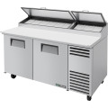 True TPP-AT-67-HC 67-3/8(w) inch (2)Solid Swing Door(s) Refrigerated Pizza Prep Table, (9)Pan(s), (4)Shelve(s), Casters, ¼hp, 115v/60/1-ph, UL/CE Listed