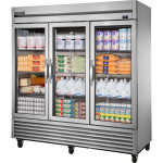 True TS-72G-HC~FGD01 Three Glass Door Bottom Mount Reach-In Commercial Refrigerator
