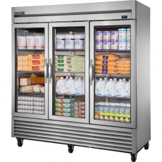 True TS-72G-HC~FGD01 78-1/8 inch Three Framed Glass Door Bottom Mount Reach-In Commercial Refrigerator, 3/4 HP, 115V