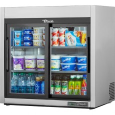 True TSD-09G-HC-LD 36-Inch Countertop Glass Door Refrigerator – (2) Sliding Glass Doors, 9 Cu. Ft. Commercial Display Cooler
