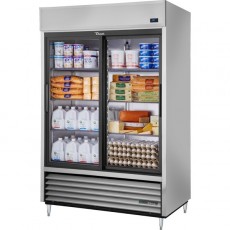 True TSD-47G-HC-LD 2 Glass Sliding Door Reach-In Commercial Refrigerator - 47 Cu. Ft., Bottom Mount, LED Lighting, 115V