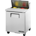 True TSSU-27-08-HC 27-5/8(w) inch (1)Door(s) Refrigerated Sandwich Prep Table, Standard Top, (8)1/6 Size Pan(s), (2)Shelve(s), Casters, 1/5 hp, 115v/60/1-ph, UL Listed