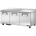 True TWT-72-HC 72-3/8(w) inch (3)Solid Swing Door(s) Worktop Refrigerators, Backsplash, (6)Shelves, 1/4hp, 115v/60/1-ph, UL Listed