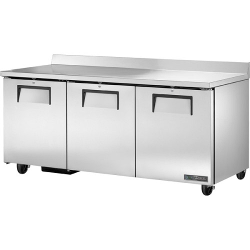 True TWT-72-HC 72-3/8(w) inch (3)Solid Swing Door(s) Worktop Refrigerators, Backsplash, (6)Shelves, 1/4hp, 115v/60/1-ph, UL Listed