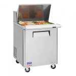 Turbo Air M3 Series MST-28-12-N Refrigerated Sandwich Prep Tables, Mega Top, 27-1/2(w) inch, (1)Solid Door(s), 8Cu.ft, (12)Pan(s), (1)Shelve(s), 1/5hp, Casters, 115v/60/1-ph, ETL Listed