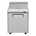 Turbo Air MST-28-N 27-1/2 inch Wide (1) Door(s) Refrigerated Standard Top Sandwich Prep Table, (8) Pan(s), 1/5 hp, (1) Shelve(s), Casters, 115v, ETL Listed