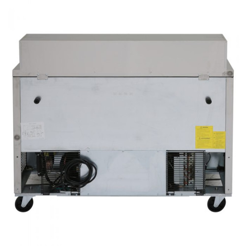 Turbo Air M3 Series MST-48-N Refrigerated Sandwich Prep Tables, Standard Top, 48-1/4(w) inch, (2)Solid Door(s), 12Cu.ft, (12)Pan(s), (2)Shelve(s), 1/3hp, Casters, 115v/60/1-ph, ETL Listed