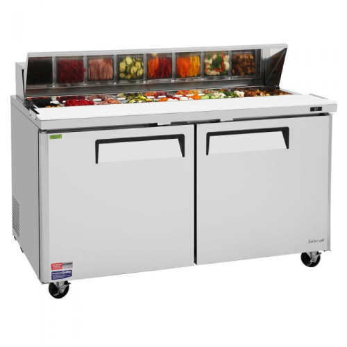 Turbo Air M3 Series MST-60-N Refrigerated Sandwich Prep Tables, Standard Top, 60-1/4(w) inch, (2)Solid Door(s), 16Cu.ft, (16)Pan(s), (2)Shelve(s), 1/3hp, Casters, 115v/60/1-ph, ETL Listed