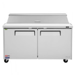 Turbo Air M3 Series MST-60-N Refrigerated Sandwich Prep Tables, Standard Top, 60-1/4(w) inch, (2)Solid Door(s), 16Cu.ft, (16)Pan(s), (2)Shelve(s), 1/3hp, Casters, 115v/60/1-ph, ETL Listed