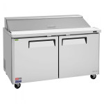 Turbo Air M3 Series MST-60-N Refrigerated Sandwich Prep Tables, Standard Top, 60-1/4(w) inch, (2)Solid Door(s), 16Cu.ft, (16)Pan(s), (2)Shelve(s), 1/3hp, Casters, 115v/60/1-ph, ETL Listed