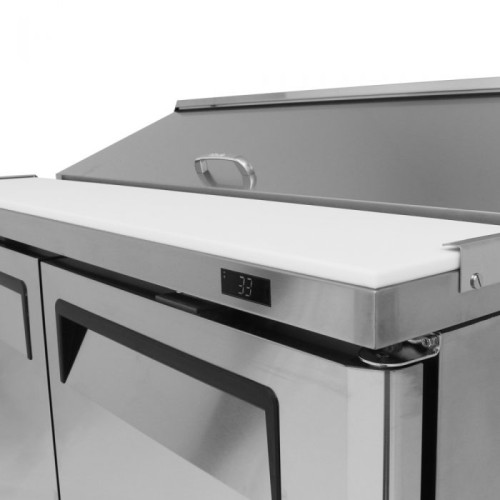 Turbo Air M3 Series MST-60-N Refrigerated Sandwich Prep Tables, Standard Top, 60-1/4(w) inch, (2)Solid Door(s), 16Cu.ft, (16)Pan(s), (2)Shelve(s), 1/3hp, Casters, 115v/60/1-ph, ETL Listed