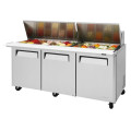 Turbo Air M3 Series MST-72-30-N Refrigerated Sandwich Prep Tables, Mega Top, 72-5/8(w) inch, (3)Solid Door(s), 23Cu.ft, (30)Pan(s), (3)Shelve(s), 2/5hp, Casters, 115v/60/1-ph, ETL Listed