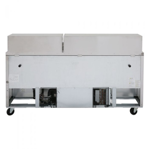 Turbo Air M3 Series MST-72-30-N Refrigerated Sandwich Prep Tables, Mega Top, 72-5/8(w) inch, (3)Solid Door(s), 23Cu.ft, (30)Pan(s), (3)Shelve(s), 2/5hp, Casters, 115v/60/1-ph, ETL Listed