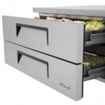 Turbo Air Super Deluxe TCBE-48SDR-E-N Chef Base Refrigerators, Extended Top, 58-5/8(w) inch, (2)Drawer(s), 7.52Cu.ft, 1/4hp, 3amps, 115v/60/1-ph, ETL Listed