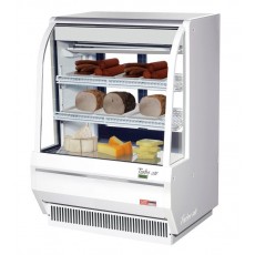 Turbo Air TCDD-36H-W-N Refrigerated Deli Case, Curved Glass, 36-1/2(w) inch, White Exterior, 12.1Cu.ft, (2)Shelve(s), 1/3hp, 7amps, 115v/60/1-ph, ETL Listed