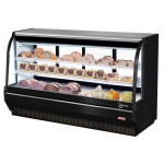 Turbo Air TCDD-96H-B-N Refrigerated Deli Case, Curved Glass, 96-1/2(w) inch, Black Exterior, 33.2Cu.ft, (4)Shelve(s), 3/4hp, 7.8amps, 115v/60/1-ph, ETL Listed